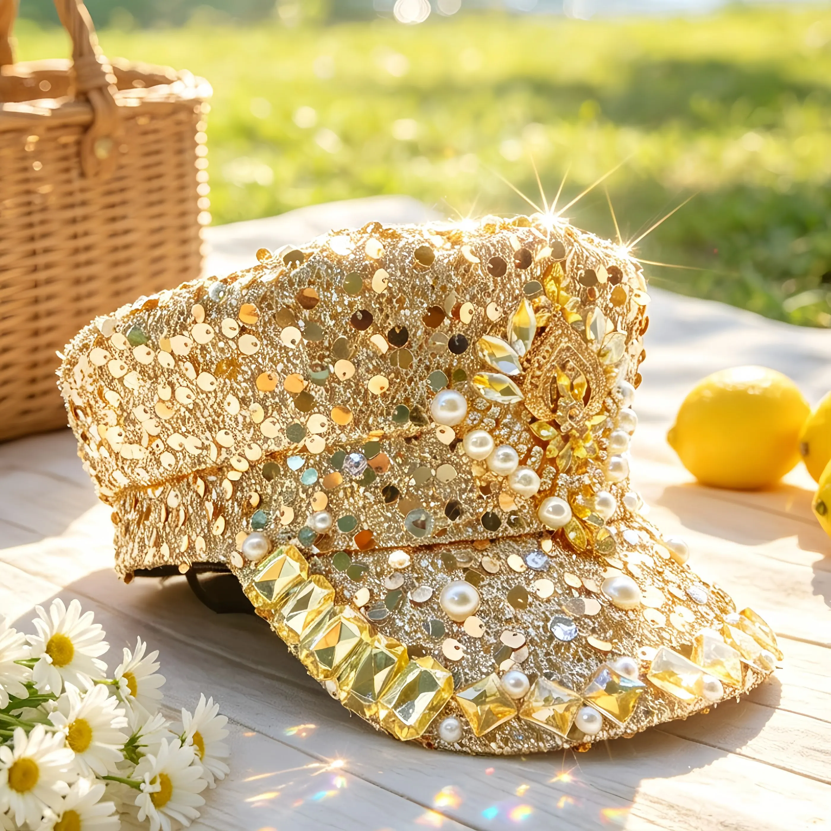 

Rhinestone Captain Hat | Sparkly Adjustable Military Hats for Music Festivals, Bars, Bachelorette Party – Shiny Costume Cosplay