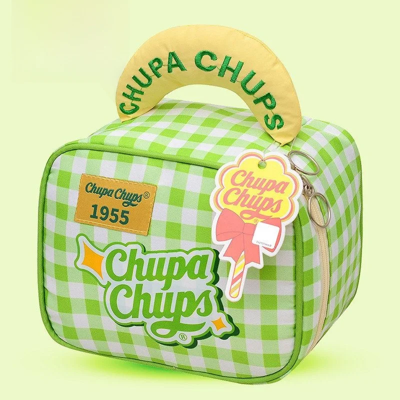 

Вместительная косметичка-органайзер CHUPACHUPS с клетчатым узором и геометрическим принтом, портативная сумка для хранения из полиэстера