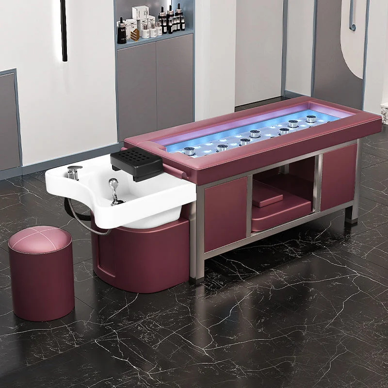 Customizable Stainless Steel Shampoo Bed Moxibustion Massage Table Hair Washing Chair For Beauty Salon Spa Furniture