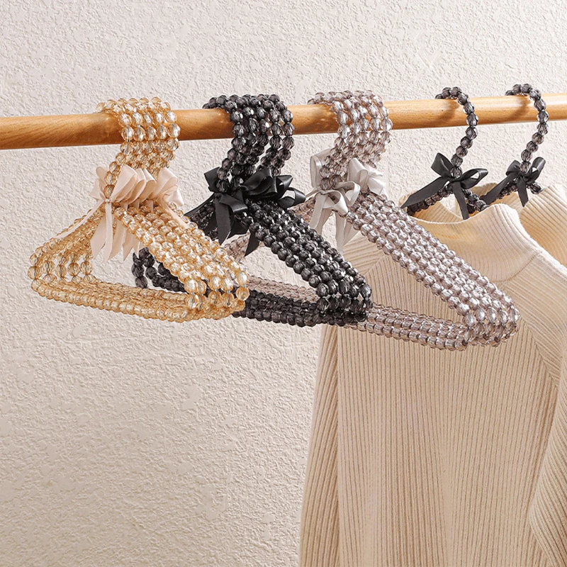 Elegant Baby Pearl Bowknot Ribbon Dress Coat Hanger Wardrobe Closet Storage Rack Space Saving Clothing Organizer