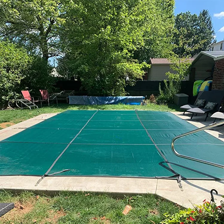 12x20FT PP Foldable Winter Pool Cover Safety Net For Rectangle Inground Pool