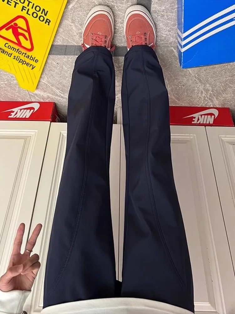 

Мужские летние тонкие брюки из шелковистой ткани Dry Ice Silk, прямого кроя, повседневные, для мужчин