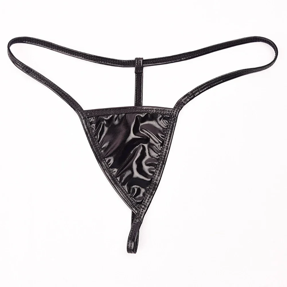 Mini Tanga Sexy de charol para mujer, bragas eróticas con parte trasera en T, ropa interior pequeña, lencería suave