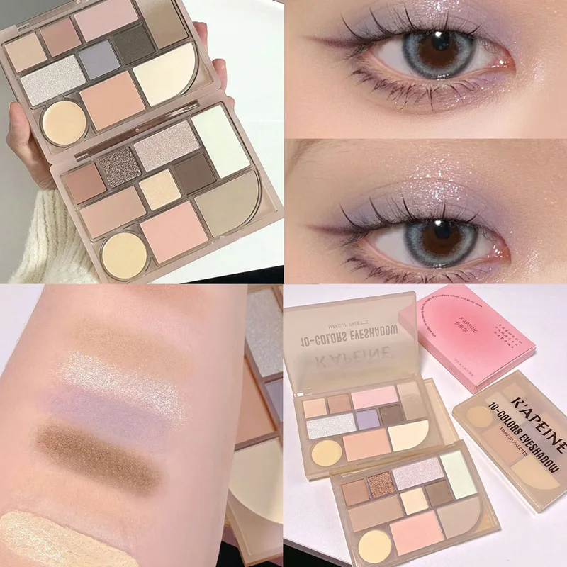 New Ten colors Eyeshadow Palette Rose Pink Nude Brown Low Saturation Pearly Matte Glitter Eye Shadow Long-lasting Eye Makeup