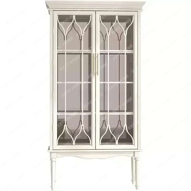 

LPure solid wood retro light luxury villa living room glass wine cabinet locker