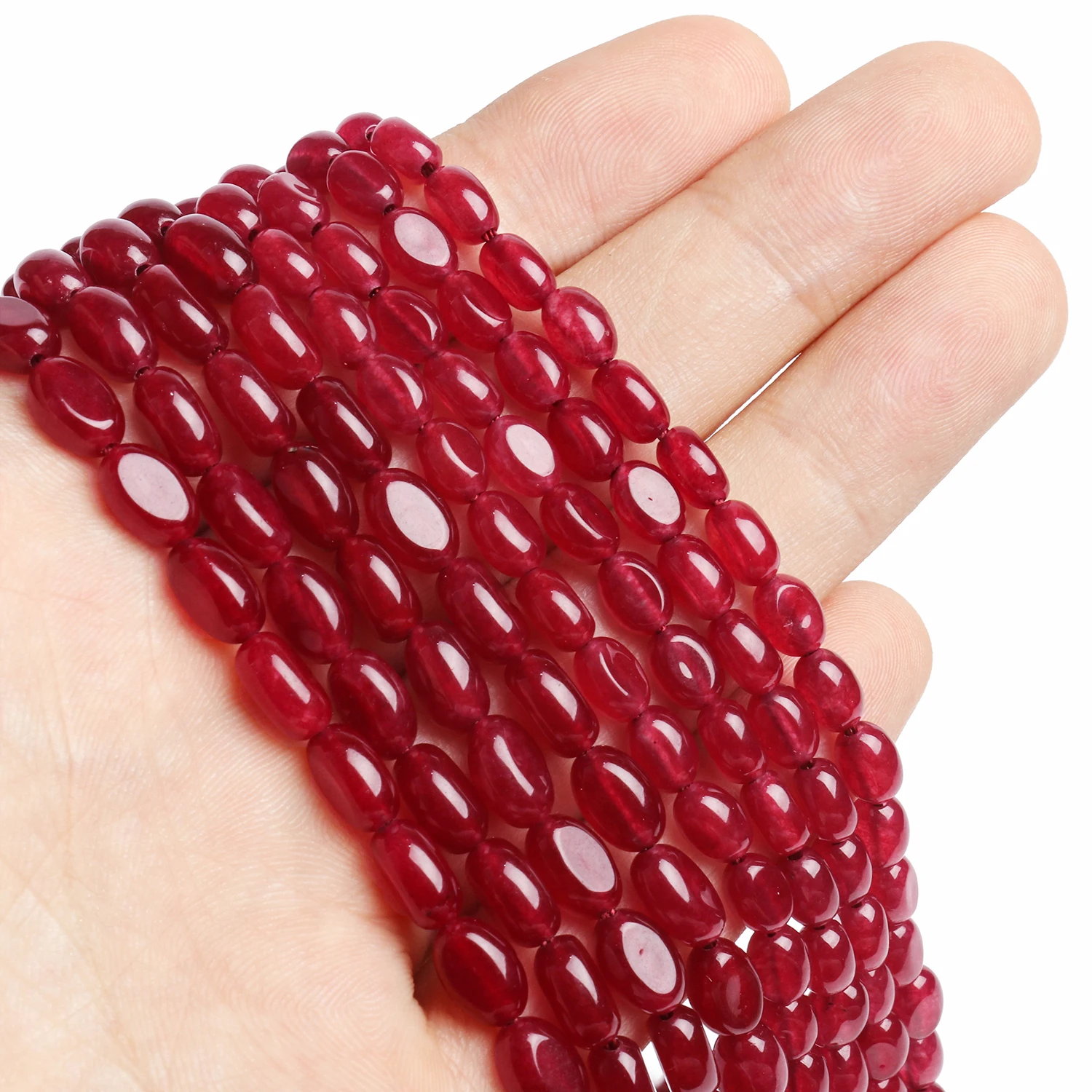 

7x5mm 9x6mm Oval Natural Stone Dark Red Jade Chalcedony Beads Loose Beads for Jewelry Making DIY Bracelets Accessories 15''