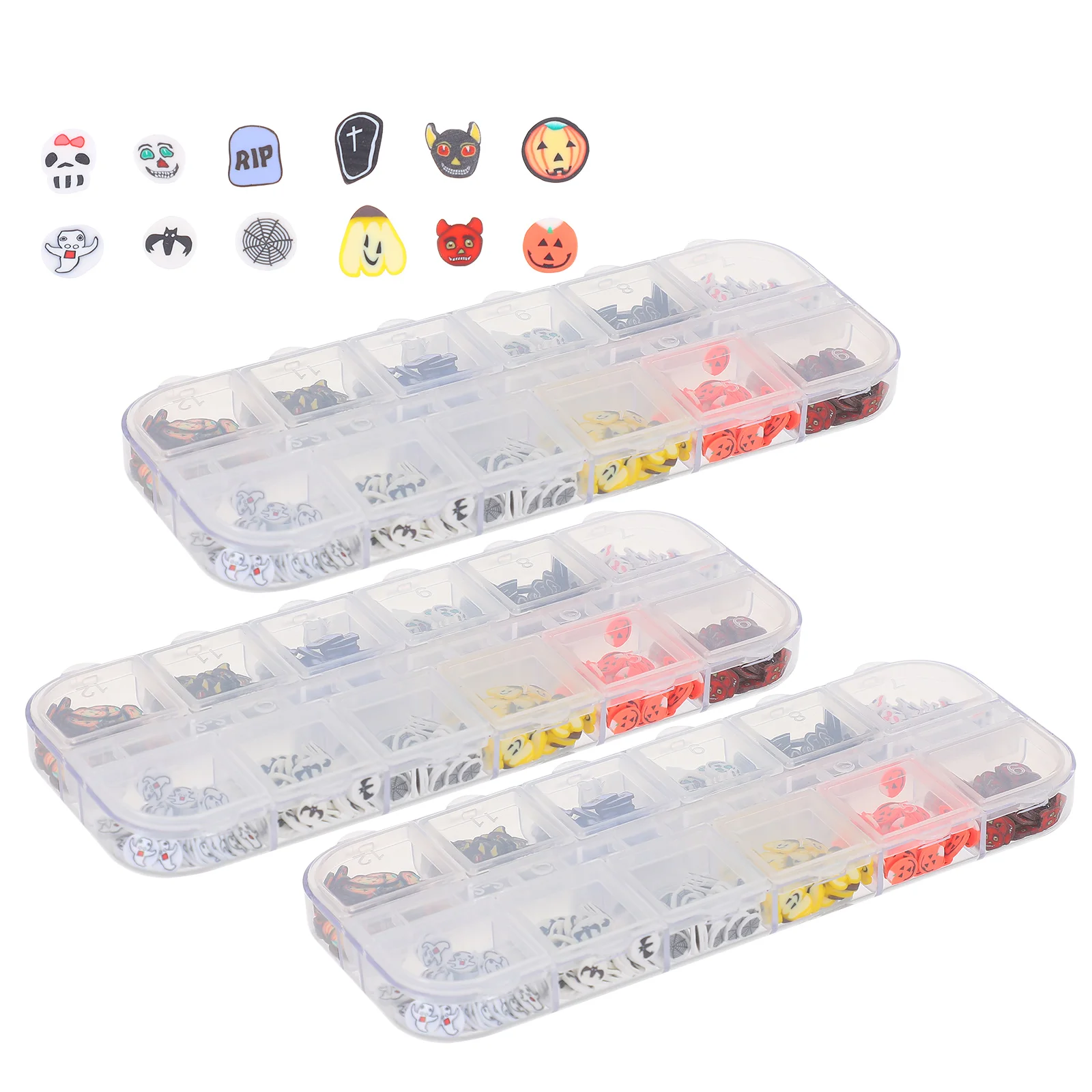 

3 Boxes Nail Art Slices Spooky Halloween Design Fashionable DIY Nail Art Craft Portable Manicure Ornaments Fade Resistant