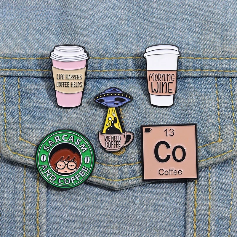 Coffee Cup Enamel Pins Custom We Need Coffee Brooch Backpack Lapel Badges  Accessories Jewelry Gift for Barista Friend Wholesale