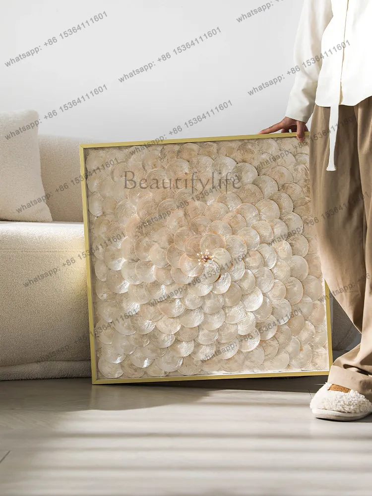 French light luxury shell decoration painting guest restaurant entrance high-end wall painting