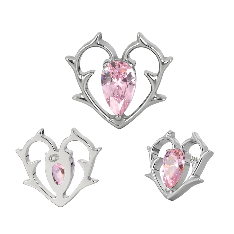 ASTM F136 Titanium Ear PIERC Butterfly Lotus Earring CZ Paved Threaded Ear Stud Tragus Lip Ring Factory Body Piercing Jewelry