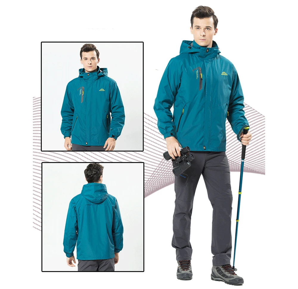 DIMUSI Men's Waterproof Ski Jacket Warm Spring Autumn Men Snow Coat Mountain Windbreaker Hooded Raincoat Jacket With Hood