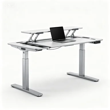 Dual motor 3-stage electronic height adjustable desk frame computer table laptop holder adjustable table modern