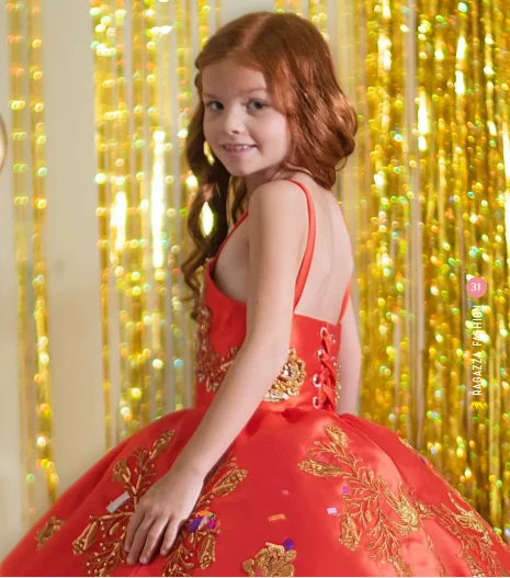 Mini vestidos de quinceañera rojos, vestido de baile con tirantes finos, apliques de niña de flores para bodas, vestidos de desfile mexicano para bebé