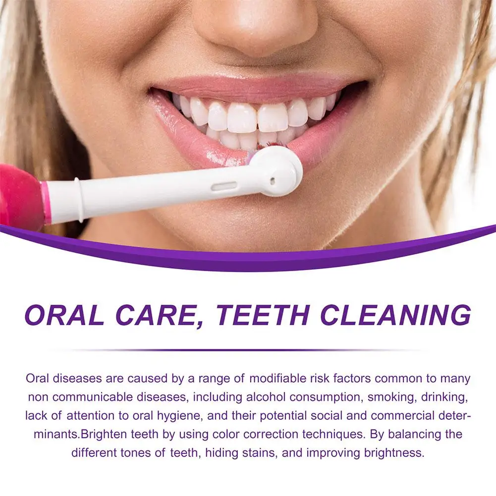 Dentes Clareamento Creme Dental Cuidados, V34 Pro Roxo Corrector, Placa Amareladora Esmalte, Easy Care Removal, Oral Stain Clean, Reduzir M1p4