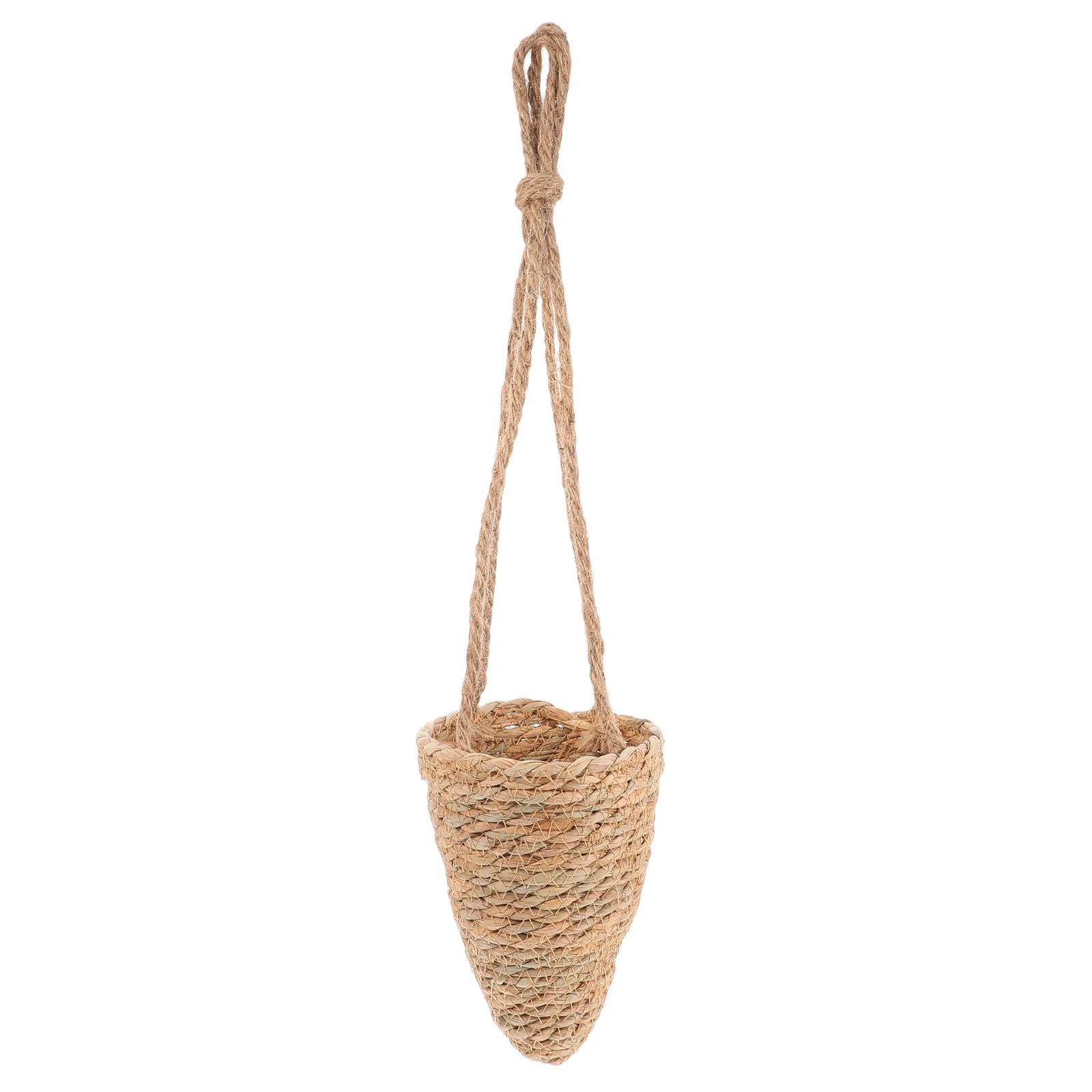 Natural Straw Hanging Basket Cone Plant Pot for Balcony Garden Home Decor Woven Rattan Flowerpot Wall Hanging Planter Basket