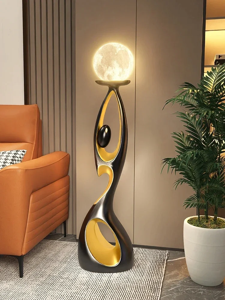 resina escultura led lampada de assoalho noite brilho lampada de assoalho decoracao para casa arte luz sala de estar criativa tv cabinet luxo 2024 01