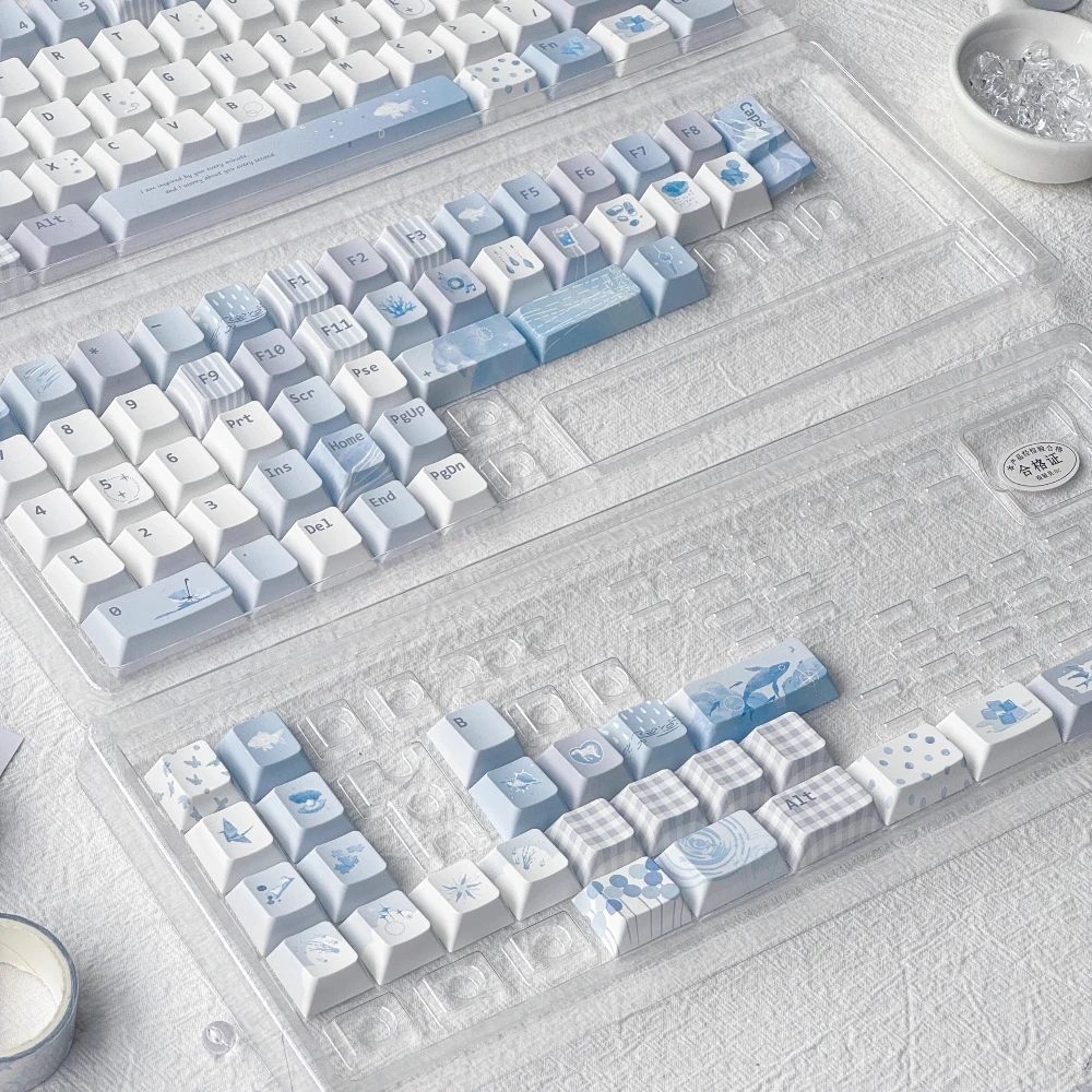الأزرق الطيور موضوع Keycap 142key PBT + PC مخصص الحد الأدنى الأزرق غطاء لوحة المفاتيح الكرز الشخصي الألعاب KeyCap للوحة المفاتيح الميكانيكية