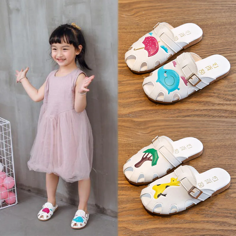 Summer Breathable Sandals Children Slippers Shoes Non-Slip Soft Flat Bottom Cute Cartoon Pattern Toddler Boys Girls Beach Shoes