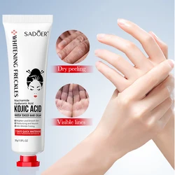 Kojic-Crème hydratante pour les mains à l'acide coréen, décoloration rapide, lisse, nourrissante, éclaircissante, peau noire, soins de la peau