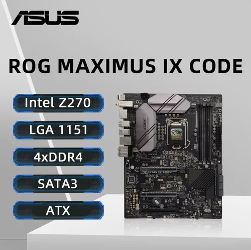 Imagen 1 del producto Placa base ASUS ROG MAXIMUS IX CODE compatible con i5-6500 7600K i7-6700K 7700K CPU DDR4 4133MHz ARGB USBC M.2 Z270 placa base ATX