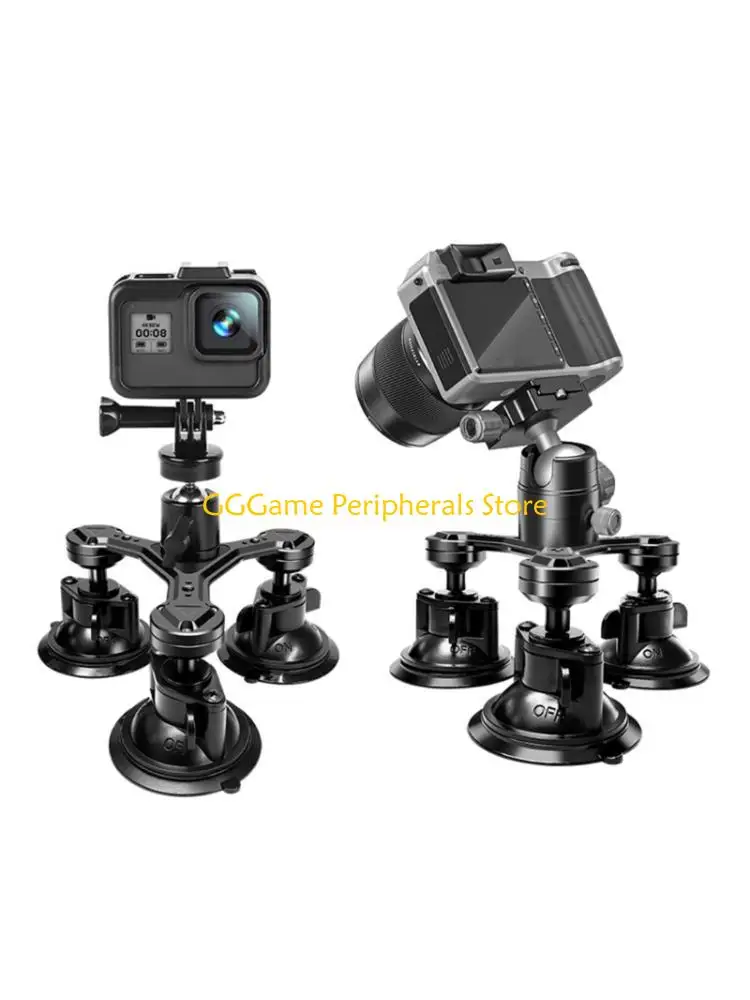 

U55B Triple Suction Cup Car Mount 360 Adjustable Holder For Action Camera Smartphone