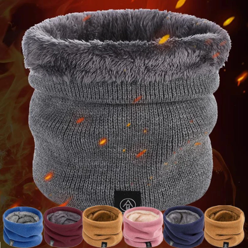 

Men Women Winter Plush Muffler Woolen Knitting Neck Cover Fashion Solid Color Cold-proof Scarf Outdoors Warm Cycling Neckerchief
