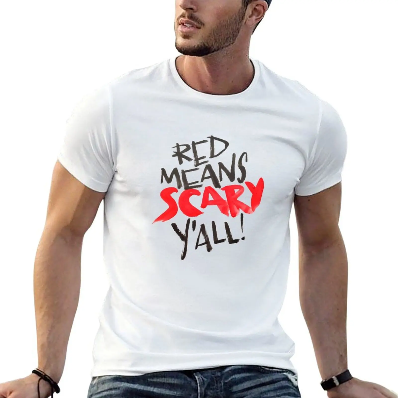 Red means scary, y'all! T-Shirt Work Wear Simple Tee Shirt