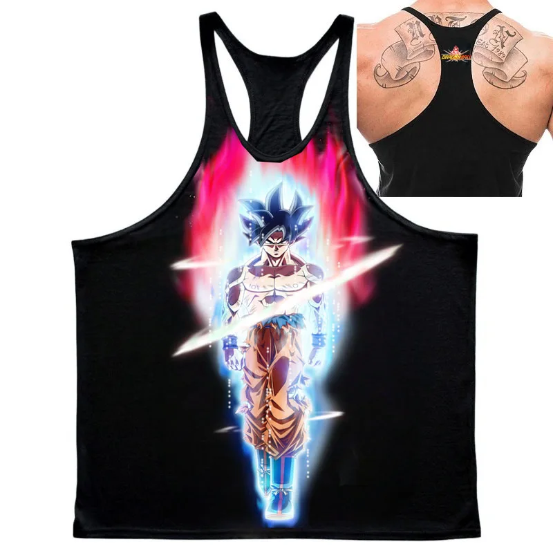 شعبية أنيمي "كرة التنين" Sun Wukong نمط طباعة 2025 الصيف الساخن بيع الرجال الرياضة الصالة الرياضية تنفس القطن سترة دون أكمام #2