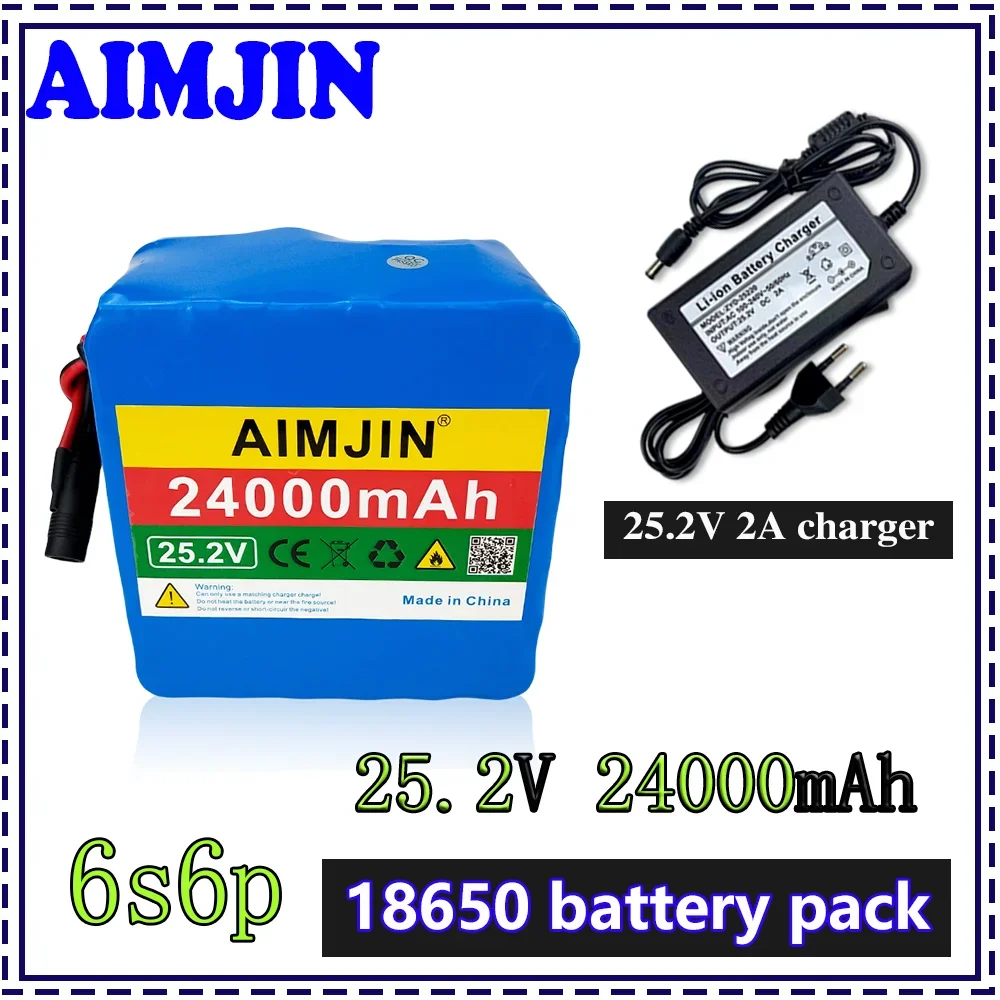 

18650 battery pack 6S6P with built-in BMS, 25.2V 24000mAh large capacity power battery+charger