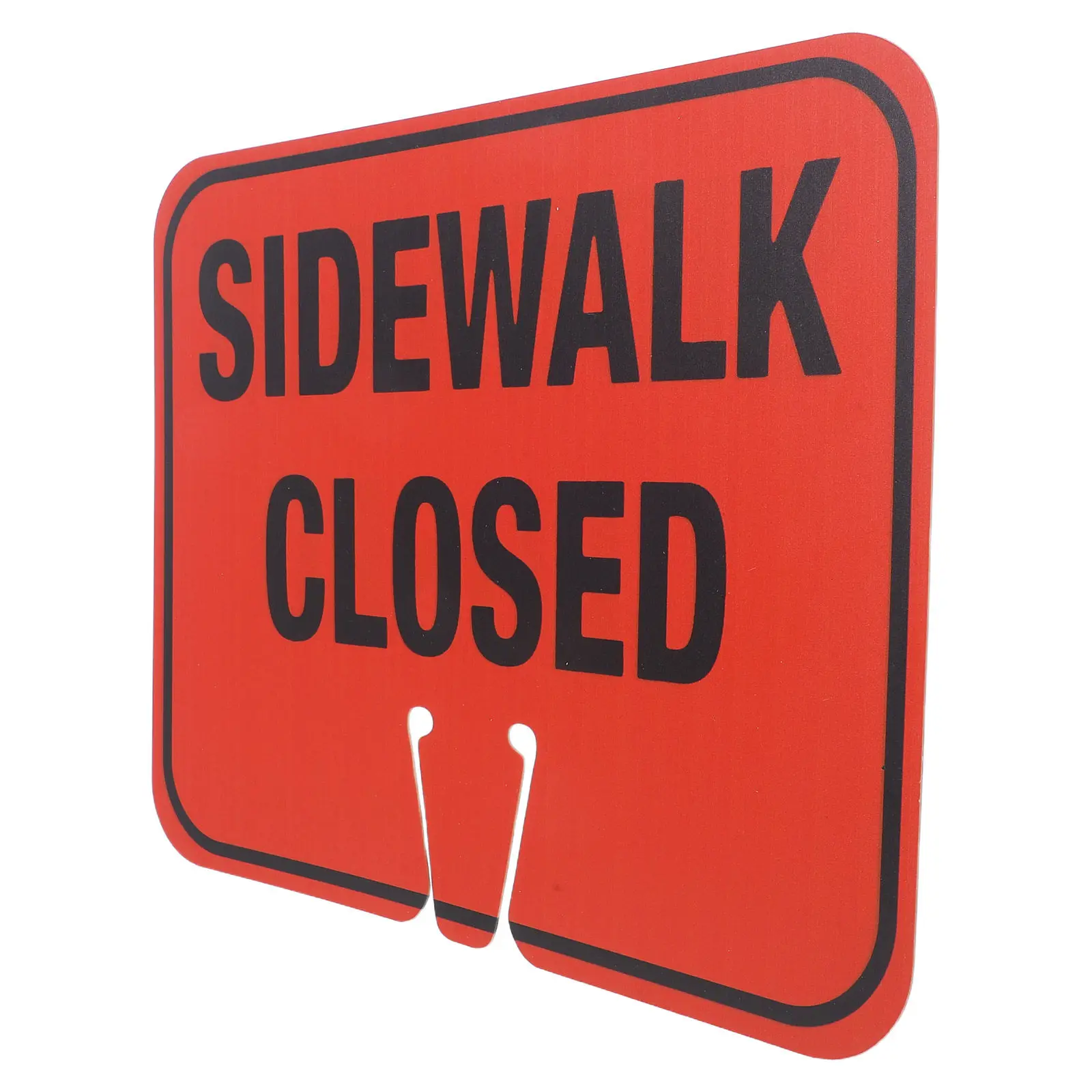 Sidewalk Closed Barricade Traffic Sign 12x10 Inch High Visibility Orange Black Cone Top Warning Sign for Pedestrian Safety Road