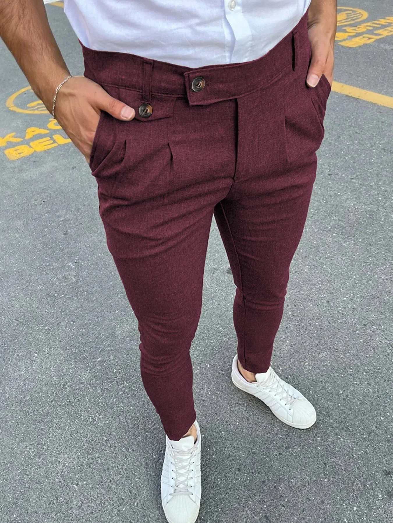 New Men's Casual Pants Fashion Solid Business Leisure Trousers Trend Cool Street Wear Office Pencil Pants Calças Masculinas