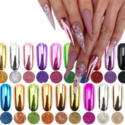 1 Box Metallic Glitter Nail Powder Champagne Rose Gold Rub Metal Mirror Effect Nail Art Decoration Dust Chrome Pigment Powder