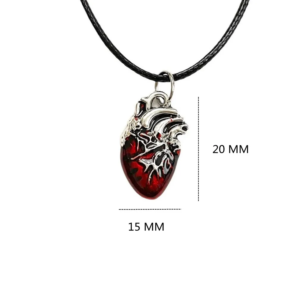 red anatomical heart necklace  heart choker  red bloody heart necklace  chunky puffy heart pendant necklace