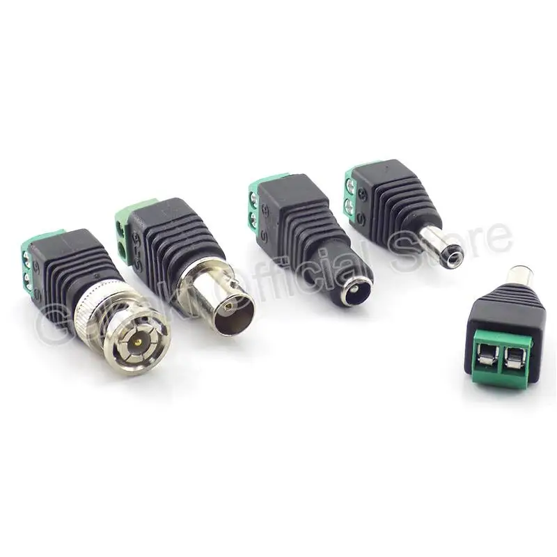 2/5/10pcs 12V DC BNC Male female Connector Coax CAT5 Video Balun Adapter Plug for Led Strip Lights CCTV Camera Accessories