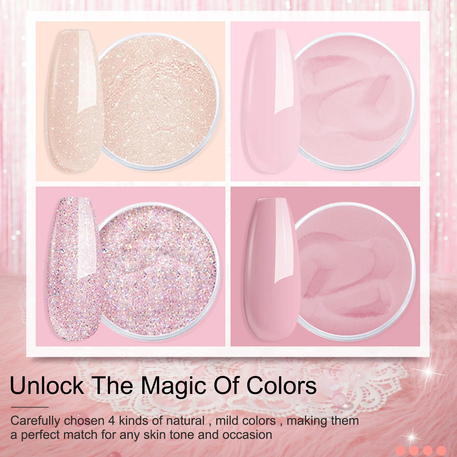 Kit de pó para unhas, conjunto de pó acrílico com base, ativador de revestimento superior para arte em unhas francesas, salão de manicure, presente diy, sem uv