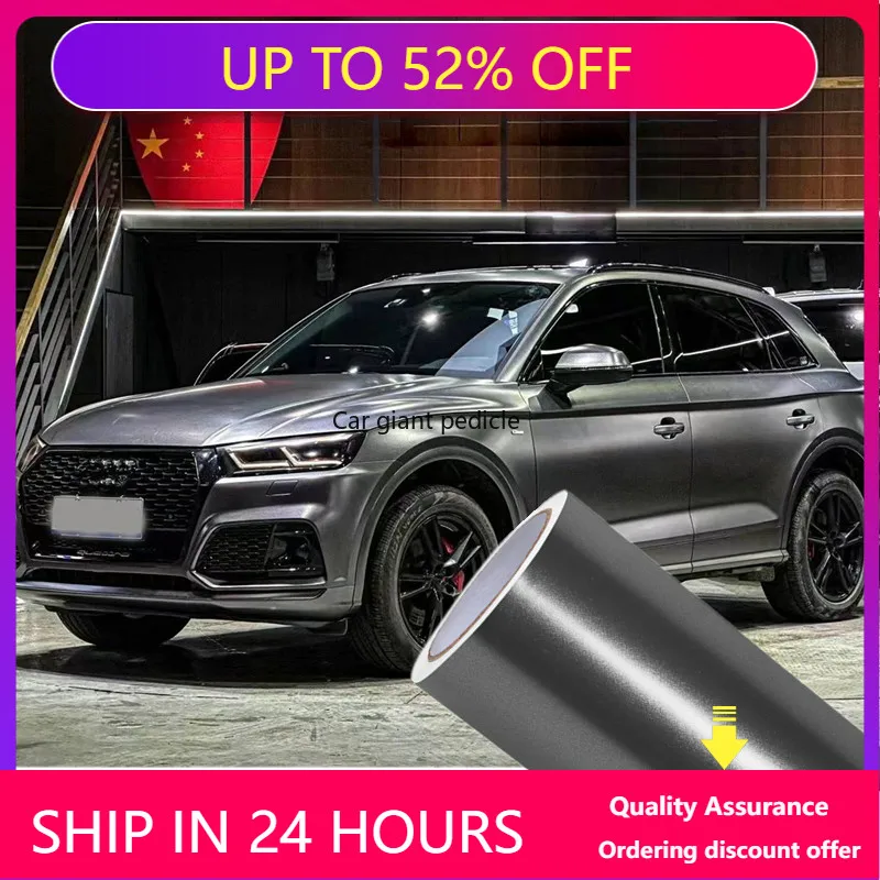 Matte Heavy Metallic Graphite Grey Car Wrap Film Auto Plastic  Auto Plastic Assurance Air passage pattern Stickers Covering Foil