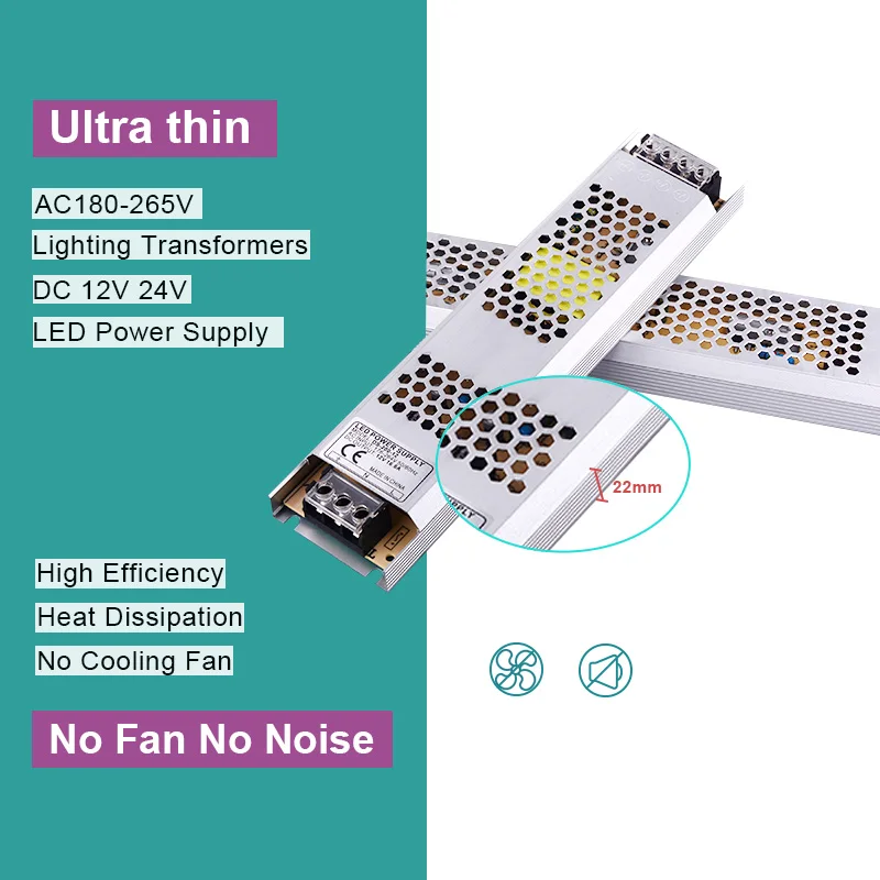 Ultradünnes LED-Netzteil DC 12V 24V Beleuchtungstransformator 60W 100W 150W 200W 300W 400W LED-Treiberadapter für LED-Streifenlichter