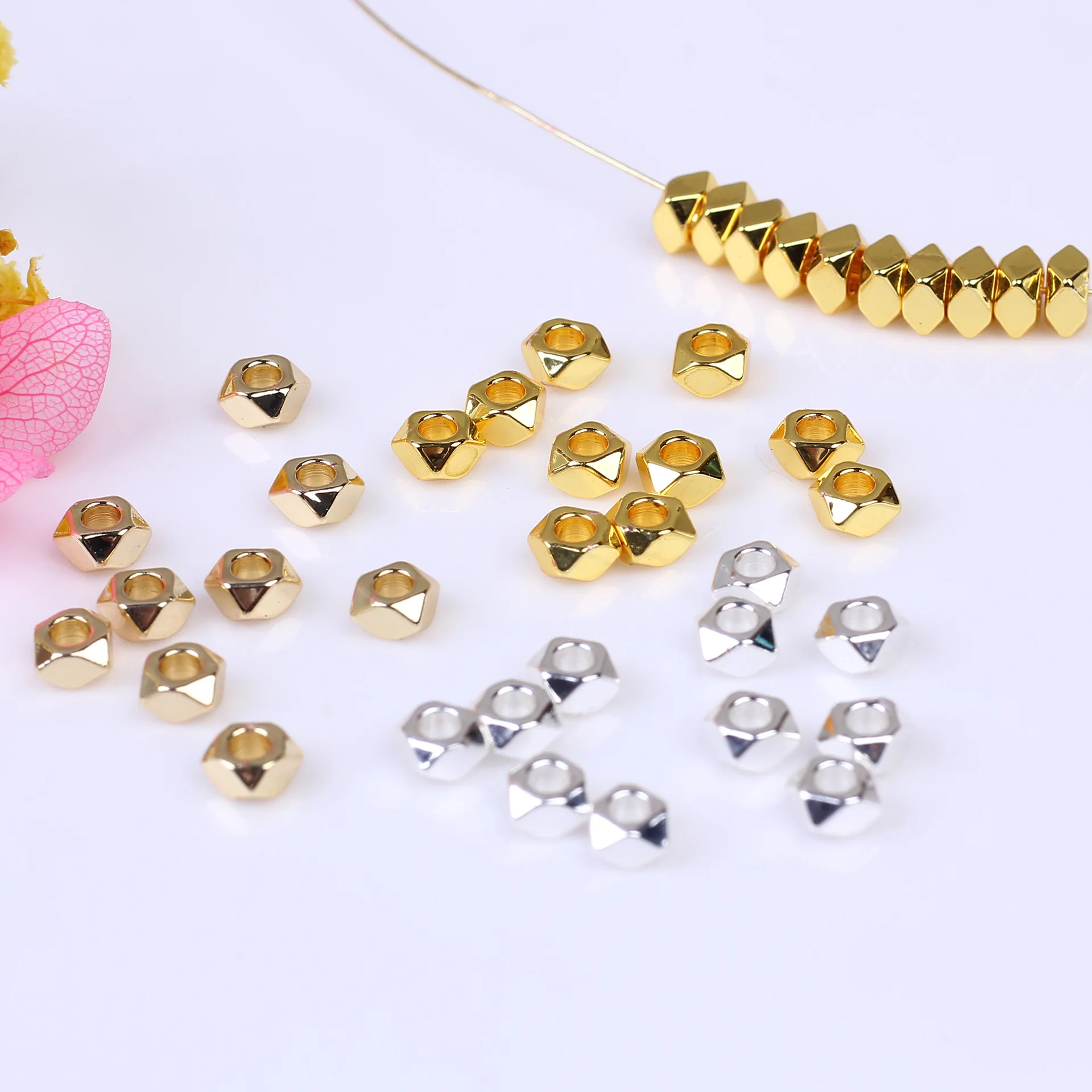 14K Glossy Cut Angled Cubic Beads Multi Faceted Piece Bead Spacer 100 pcs