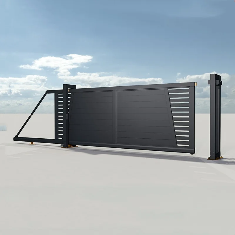 *& Modern Aluminum Trackless Sliding Gate Villa Driveway Automatic Courtyard Minimalist Entrance