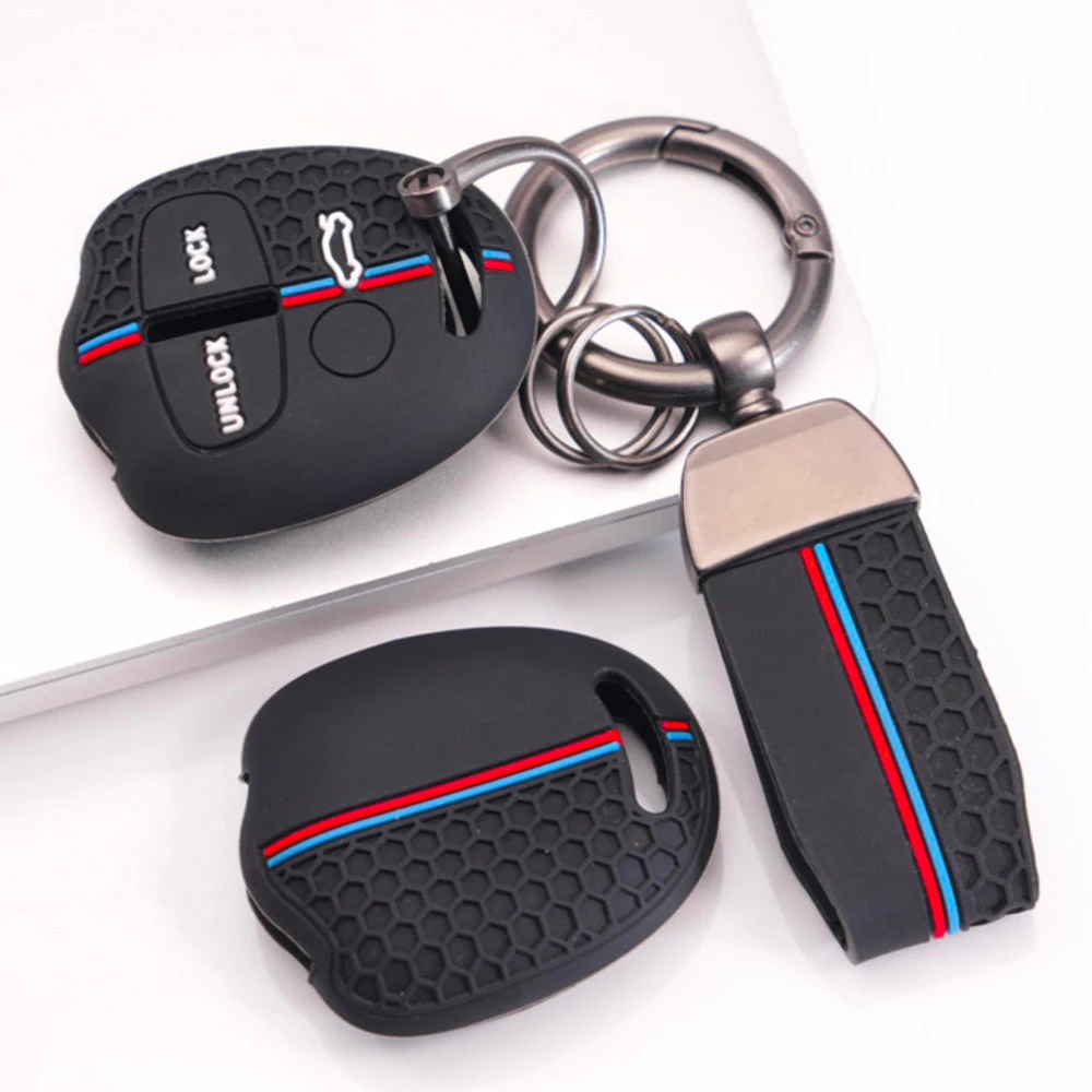 Silicone Key Cover Keychain For Mitsubishi Lancer Outlander ASX Pajero Eclipse L200 Mirage Attrage Galant Colt Delica
