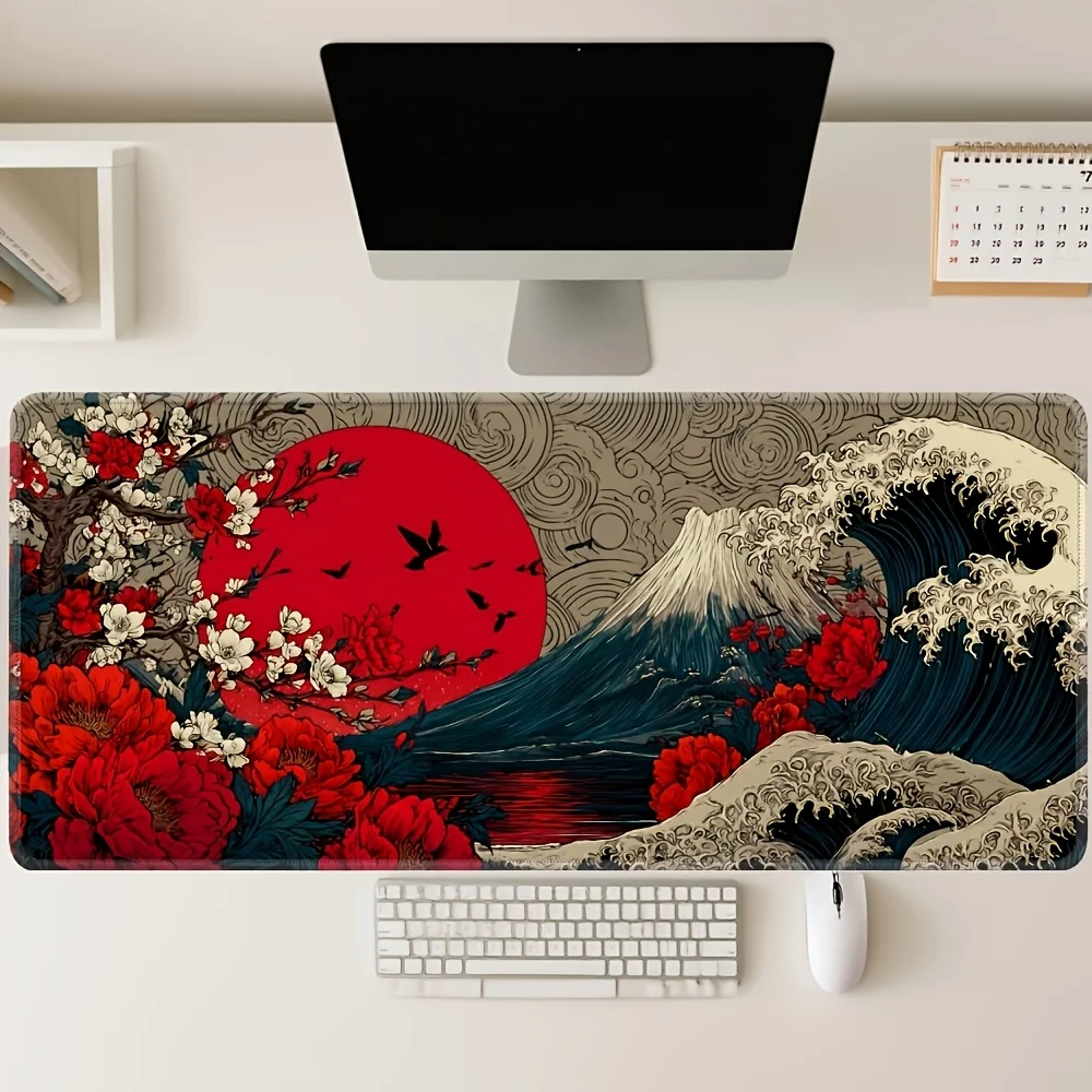 Japanese Ukiyoe Gaming Mouse Pad Anime & Boho style table mat large keyboard pads Rubber mats desktop decoration PC accessories