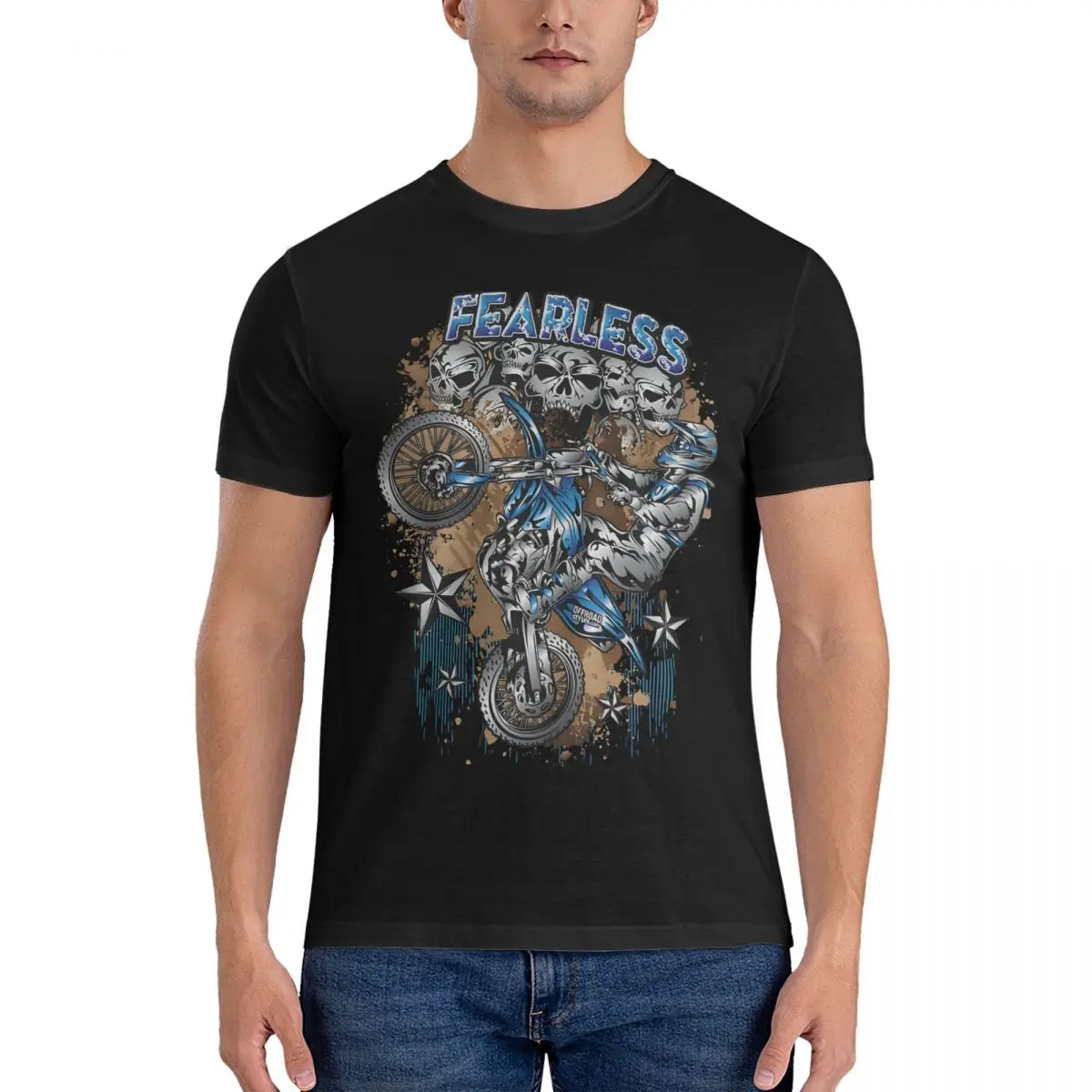 Dirt Bike Motocross Fearless Wheelie Rider T Shirts Motolife Pure Cotton Clothing Vintage Short Sleeve Round Neck Tees T-Shirt