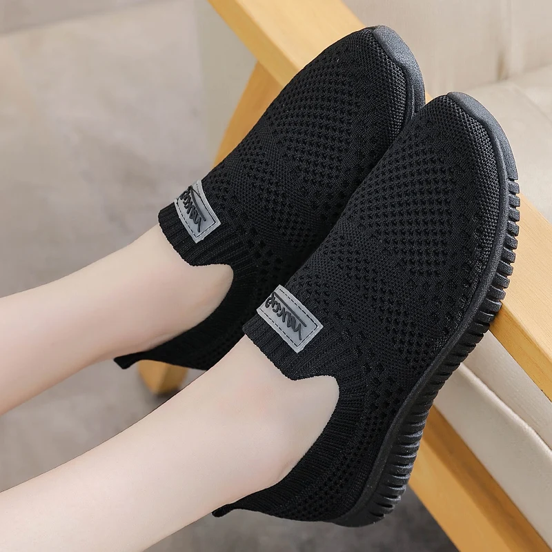 Women Sneakers Mesh Breathable Summer Shoes For Women Casual Flats Shoes Hollow Out Slip On Tennis Shoes