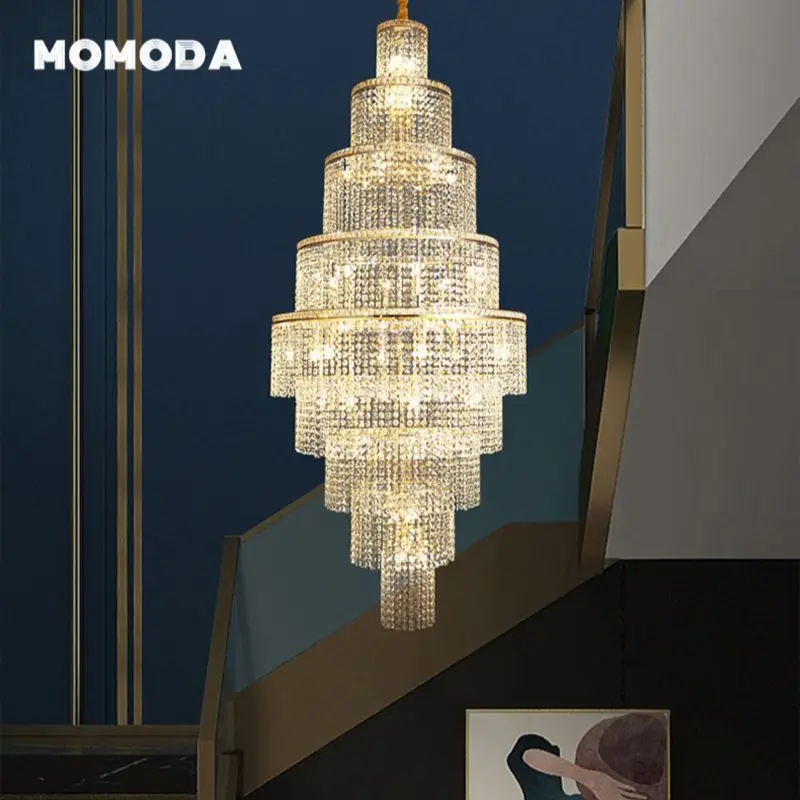 Modern Crystal Chandeliers Luxury Large Tassel Beaded Gold Hanging Lamps for Ceiling Living Room Staircase Pendant Lights