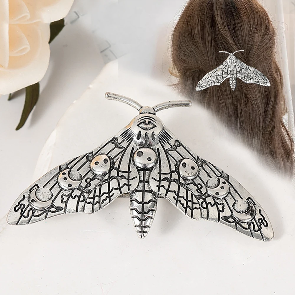 

Vintage Silver Moth Hairpins Alloy Headwear Retro Hair Accessories Girl Side Bangs Clip Sweet Hair Clips Decor Headdress