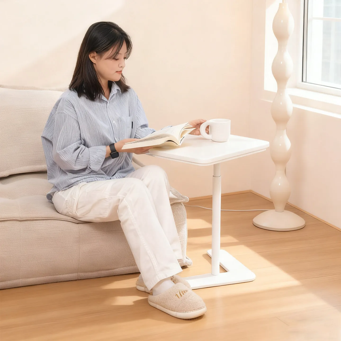 Adjustable Height Lift Table Nordic Small Coffee Table Sofa Side Table Mobile Computer Desk