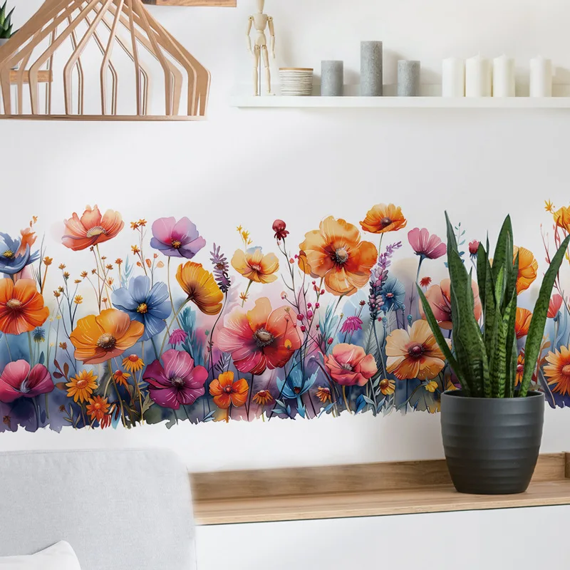 Flowers Vinyl Tile Child Wall Sticker For Girl Room Decor Ad