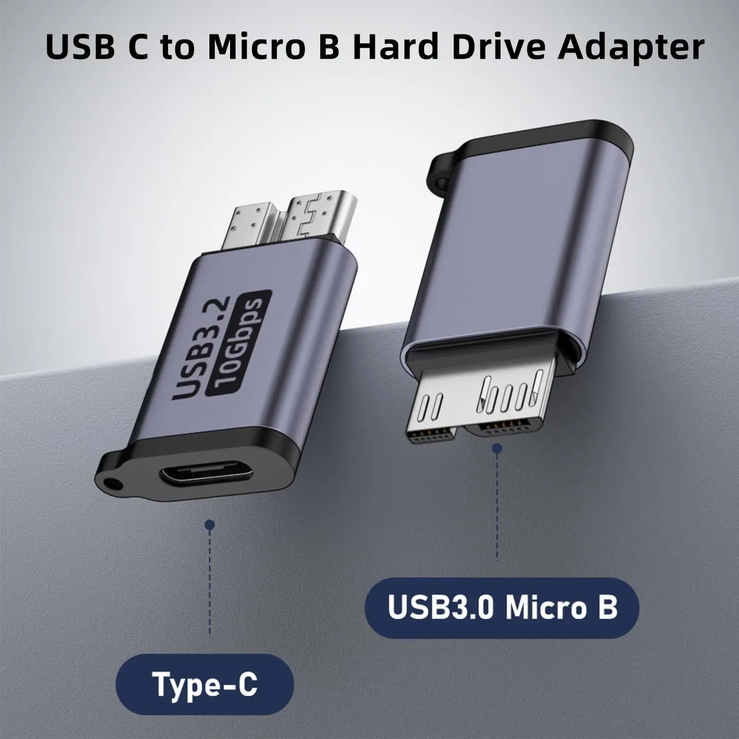 USB C to Micro B Hard Drive Adapter (4 Pack), 10Gbps Micro B to USB C Cable Converter Compatible with External Hard Drive, Lapto