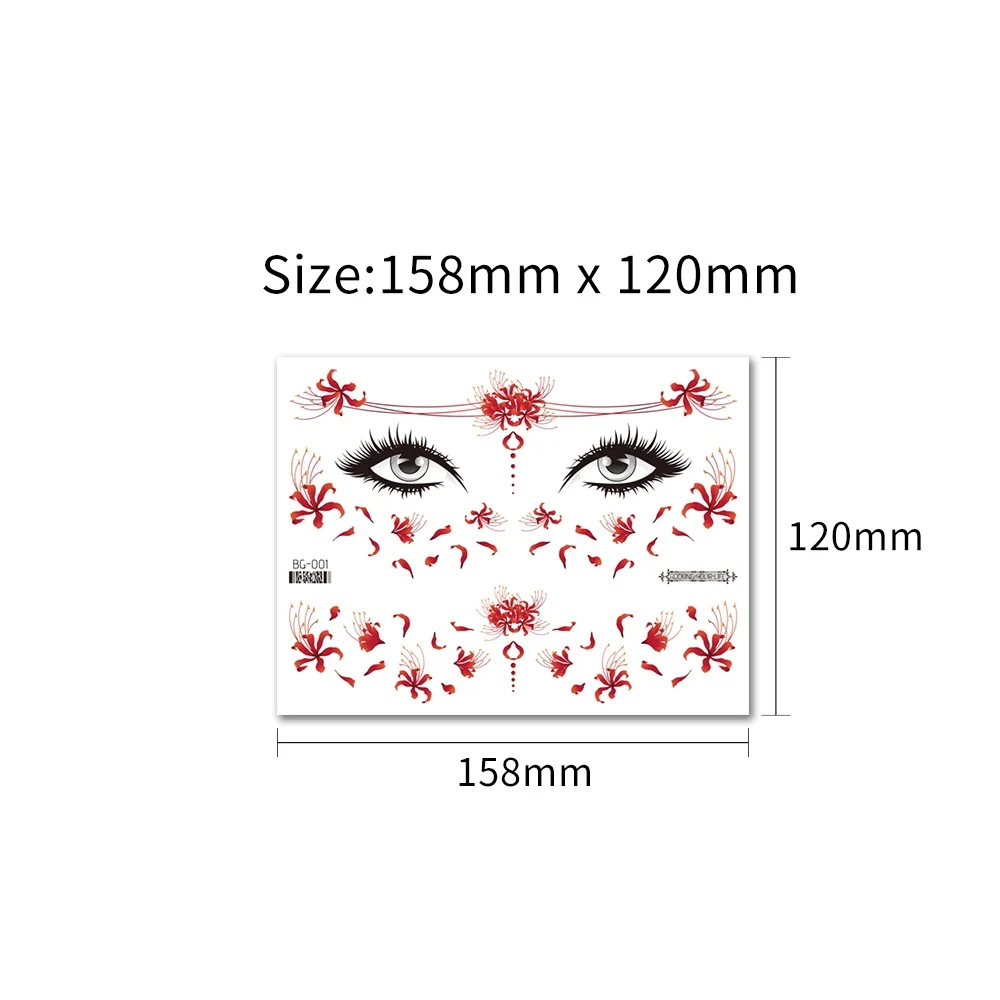 Festival Glitter Face Tattoo Temporary Sticker Waterproof Disposable Party Dress Up Tatto Butterfly Flowers tatouage temporaire