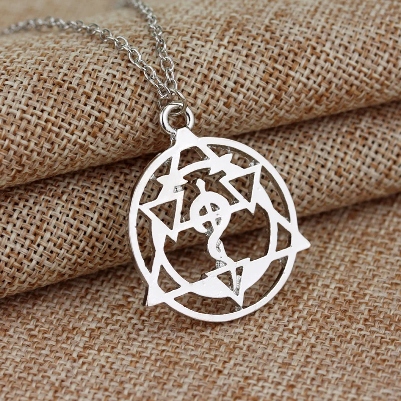 Anime Fullmetal Alchemist Metal Pendant Necklace Edward Alchemist Logo Necklace Cosplay Props Backpack Jewelry Accessories